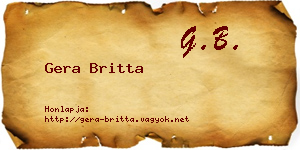 Gera Britta névjegykártya